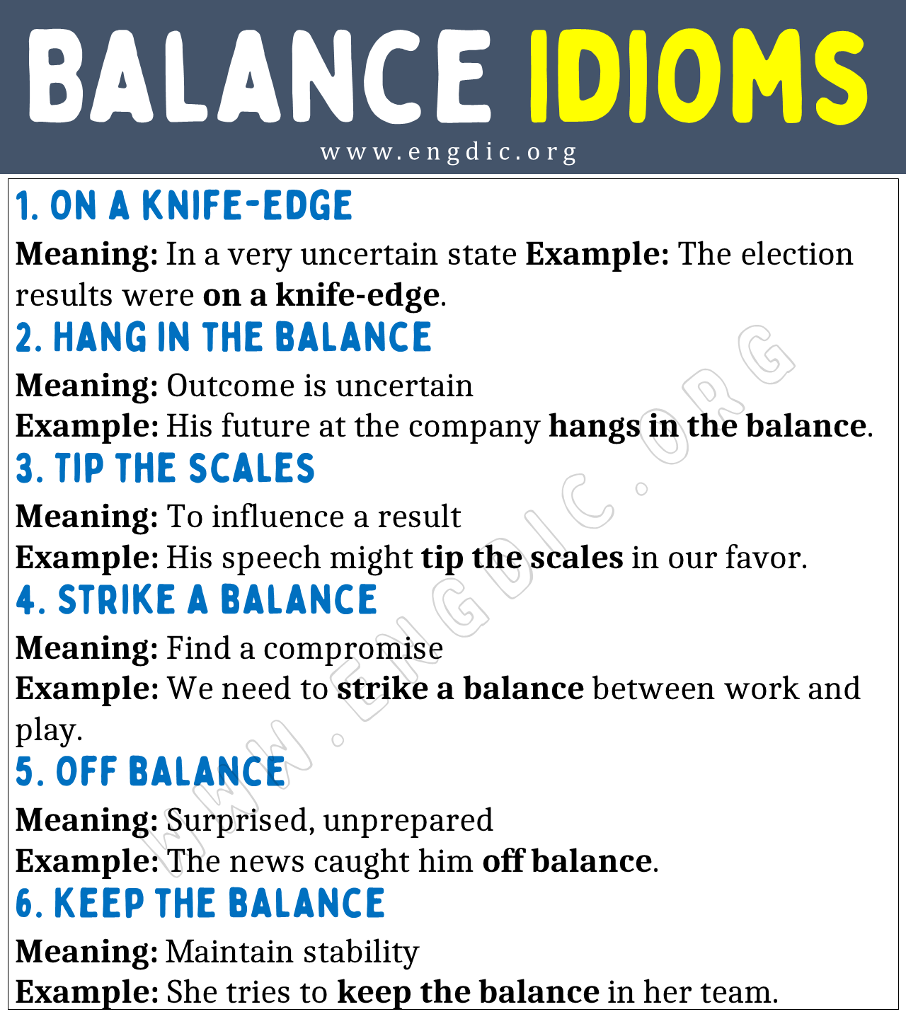 Balance Idioms