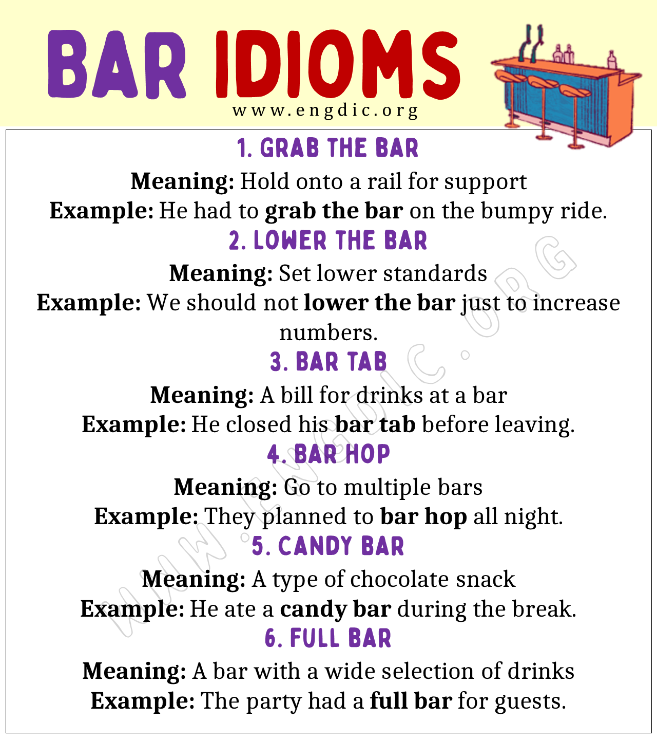 Bar Idioms