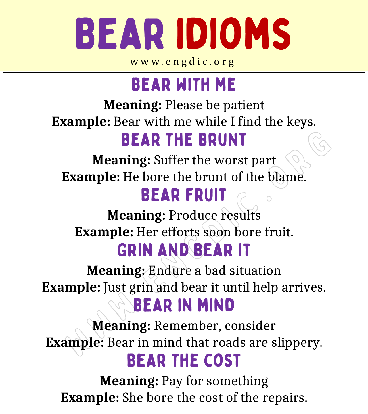 Bear Idioms