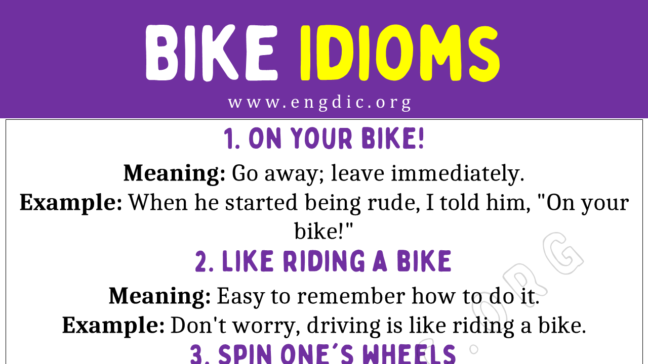 Bike Idioms (With Meaning and Examples) - EngDic