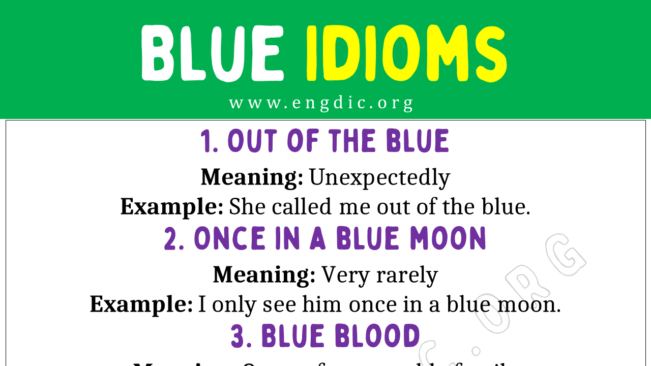 Blue Idioms (With Meaning and Examples) - EngDic