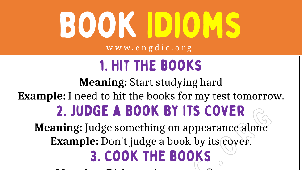 Book Idioms (With Meaning and Examples) - EngDic