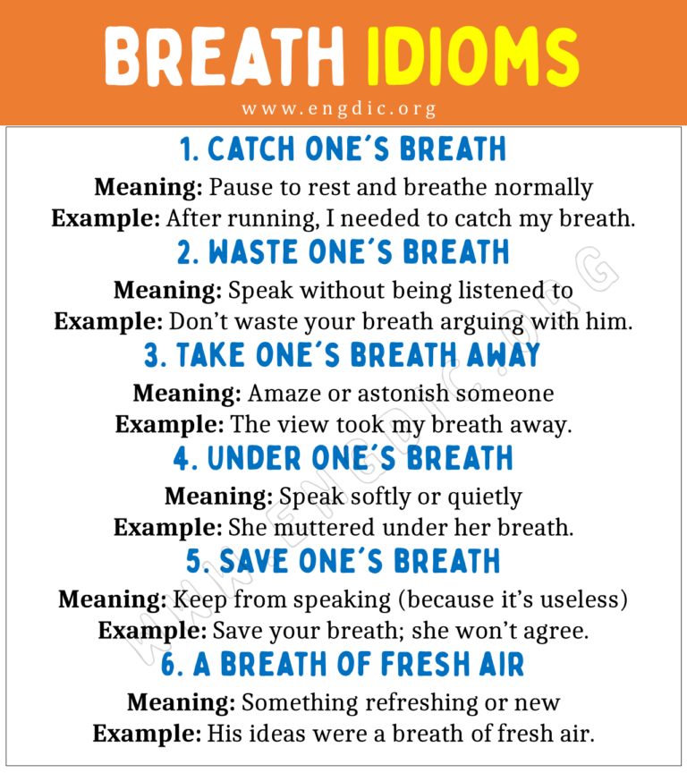 Breath Idioms (With Meaning and Examples) - EngDic