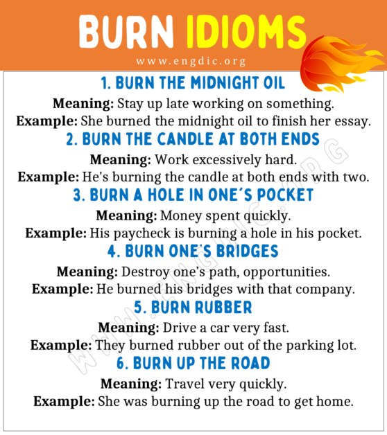 Burn Idioms (With Meaning and Examples) EngDic