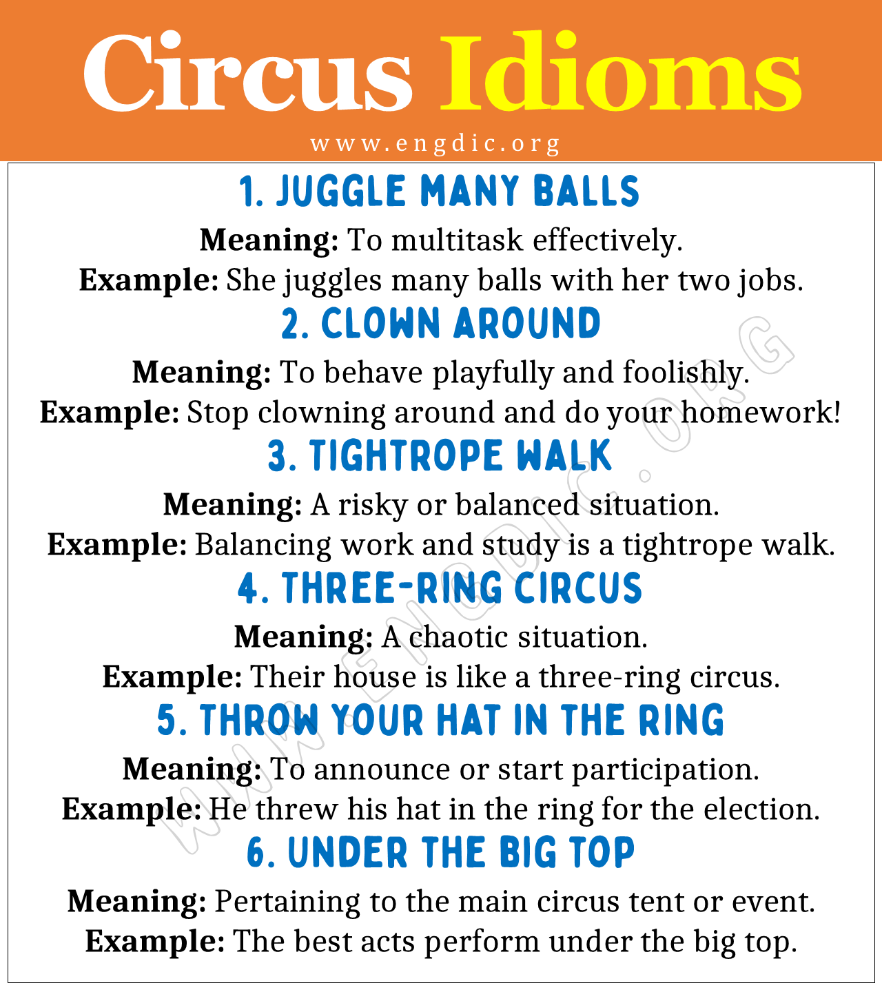 Circus Idioms