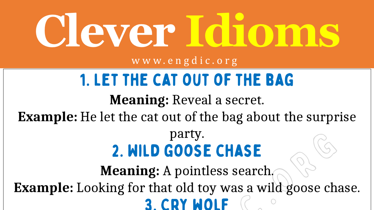 Clever Idioms (With Meaning and Examples) - EngDic