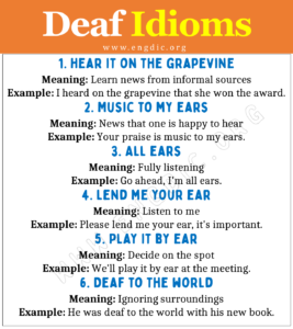 Deaf Idioms (With Meaning and Examples) - EngDic
