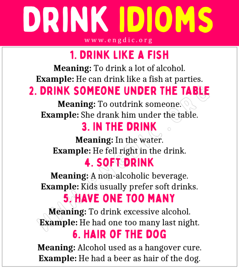 Drinking Examples Drink Idioms (With Meaning and Examples) - EngDic