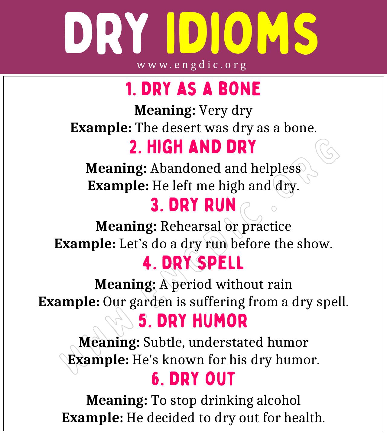 Dry Idioms
