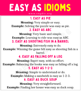 Easy As Idioms (With Meaning and Examples) - EngDic