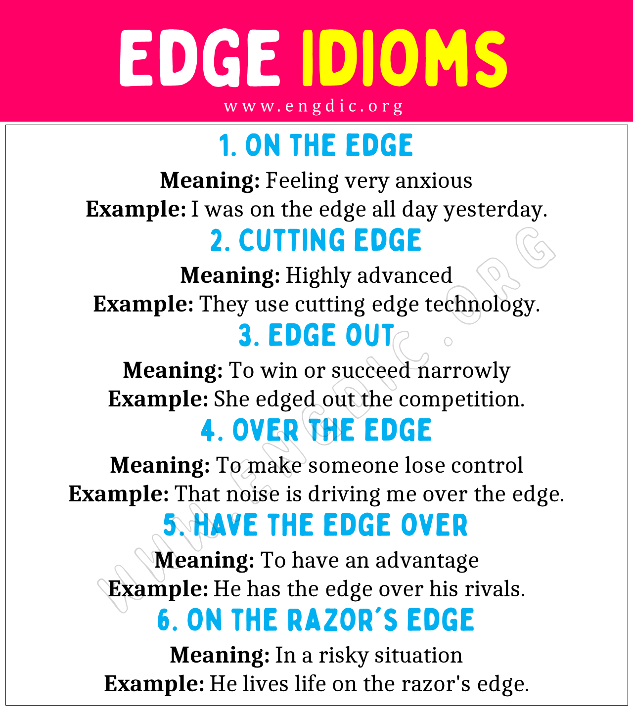 Edge Idioms (With Meaning and Examples) - EngDic