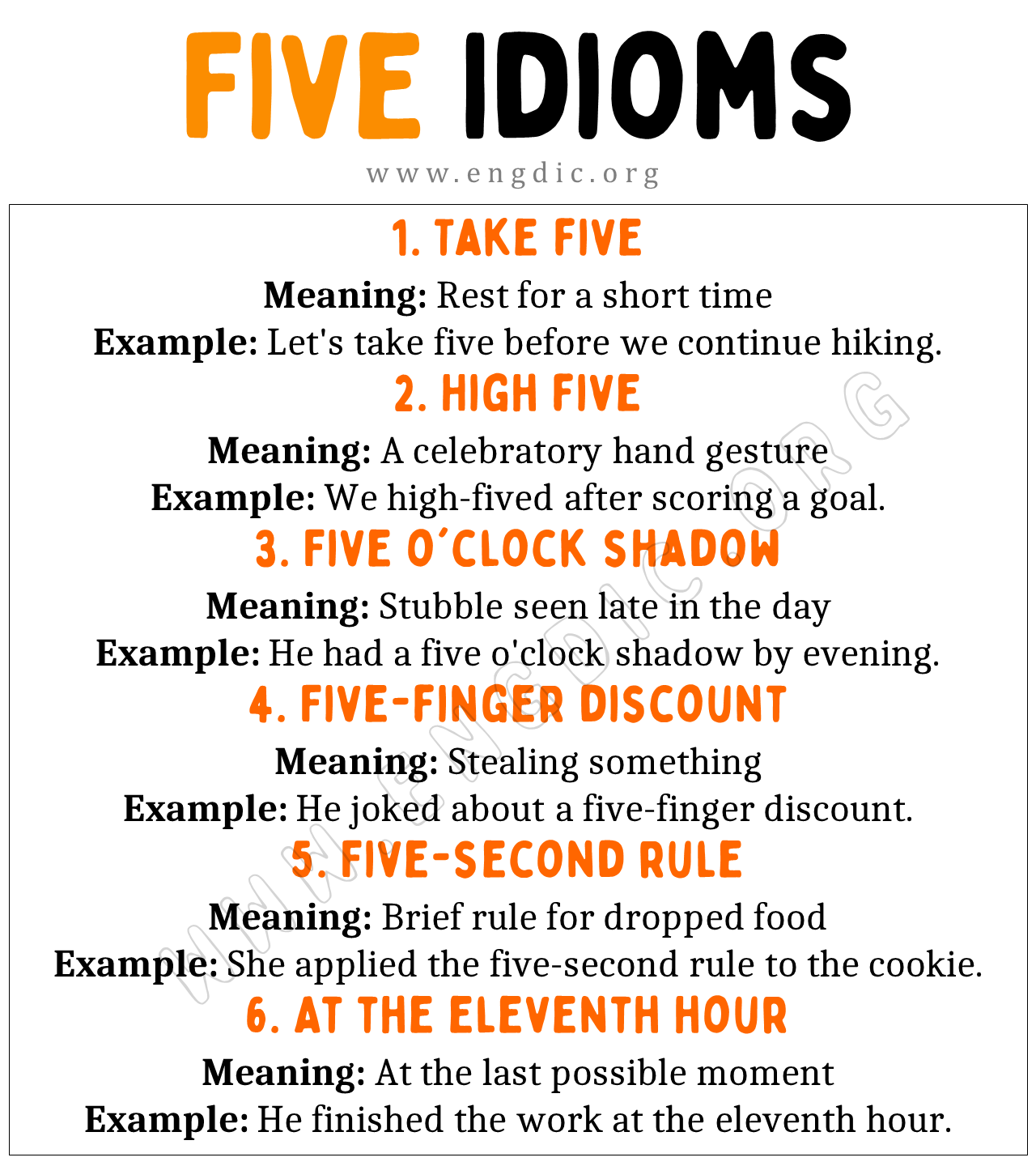 Five Idioms