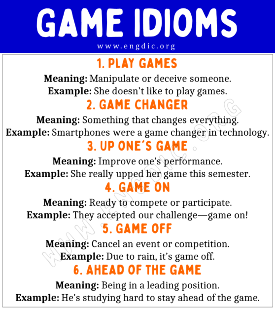 Gaming Idioms (With Meaning and Examples) - EngDic