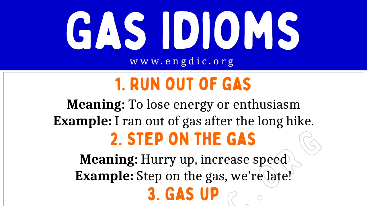 Gas Idioms (With Meaning and Examples) EngDic