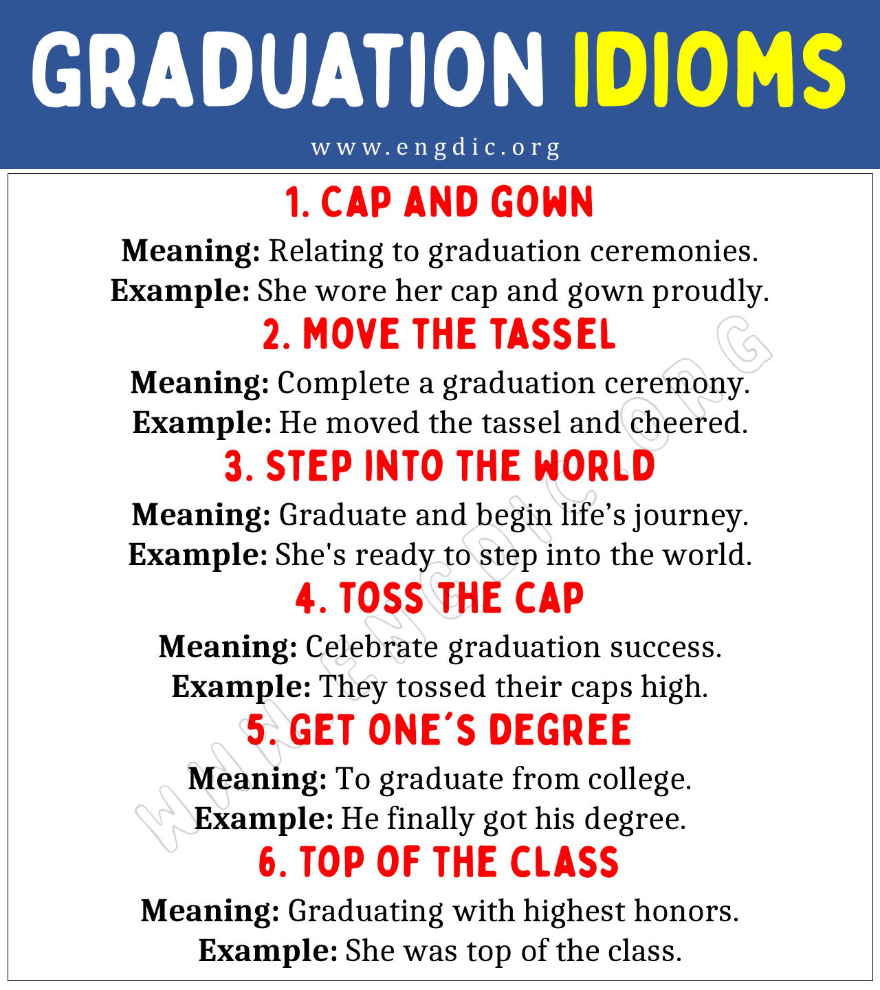 Graduation Idioms