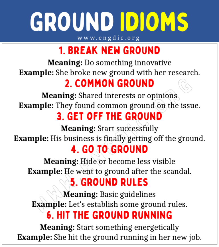 Ground Idioms (With Meaning and Examples) - EngDic