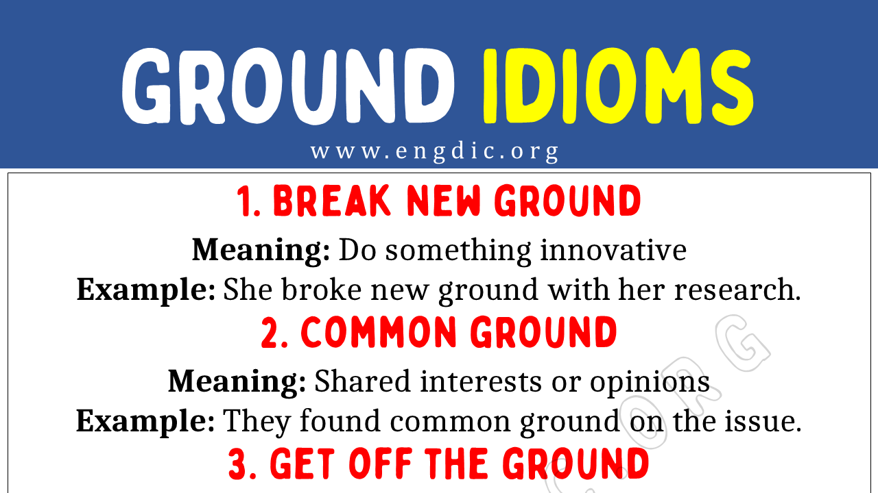 Ground Idioms (With Meaning and Examples) - EngDic