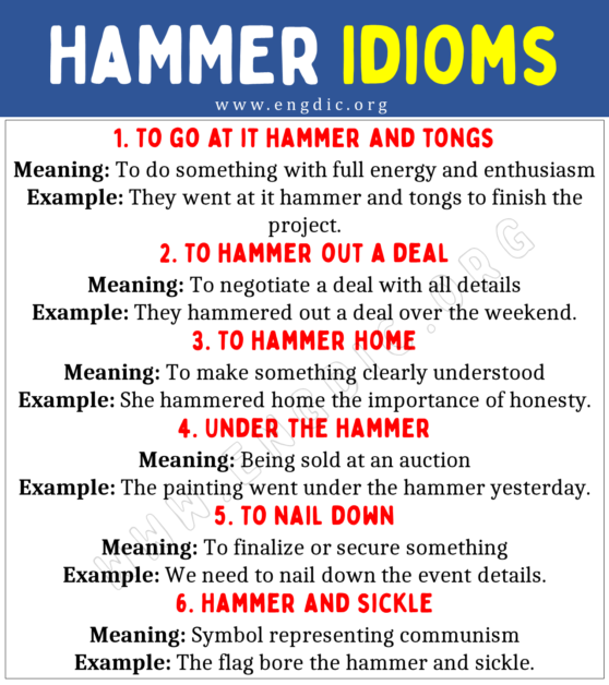 Hammer Idioms (with Meaning And Examples) - Engdic