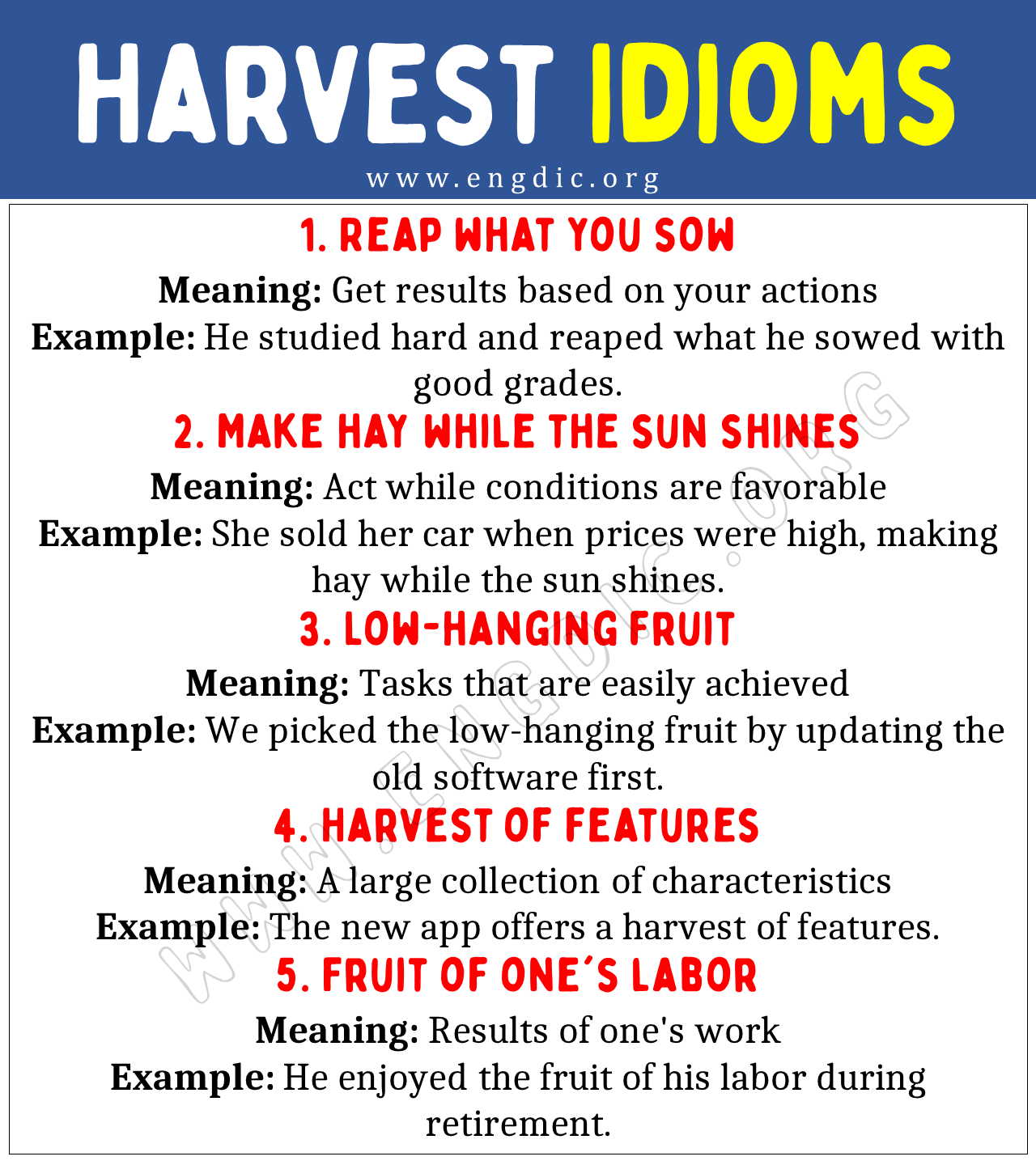 Harvest Idioms