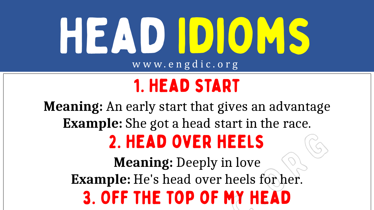 Head Idioms (With Meaning and Examples) - EngDic