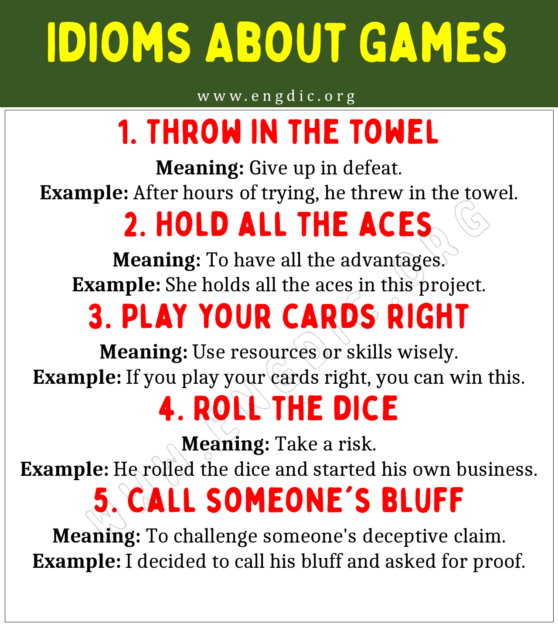 Gaming Idioms (With Meaning and Examples) - EngDic