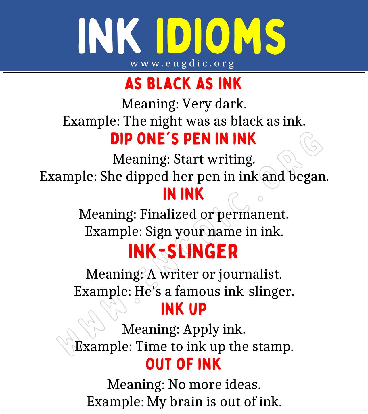 Ink Idioms