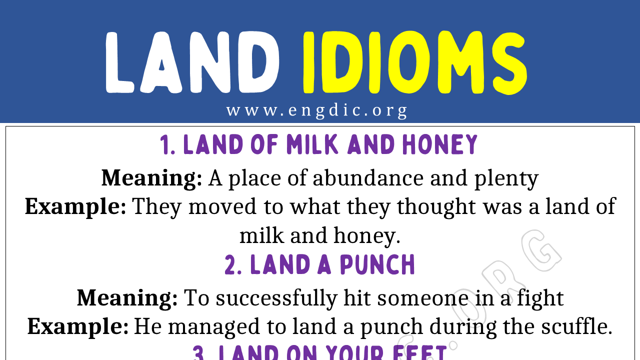 Land Idioms (With Meaning and Examples) - EngDic