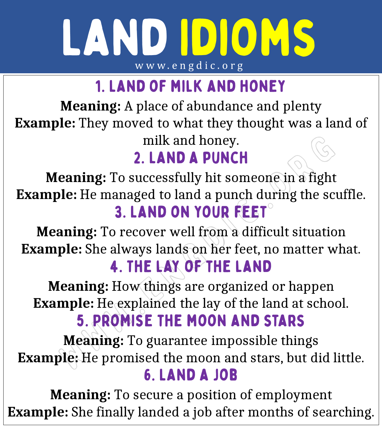 Land Idioms