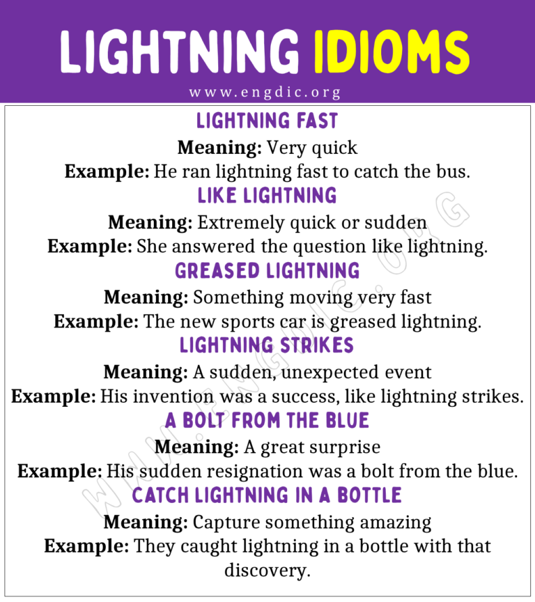 Lightning Idioms (With Meaning and Examples) EngDic