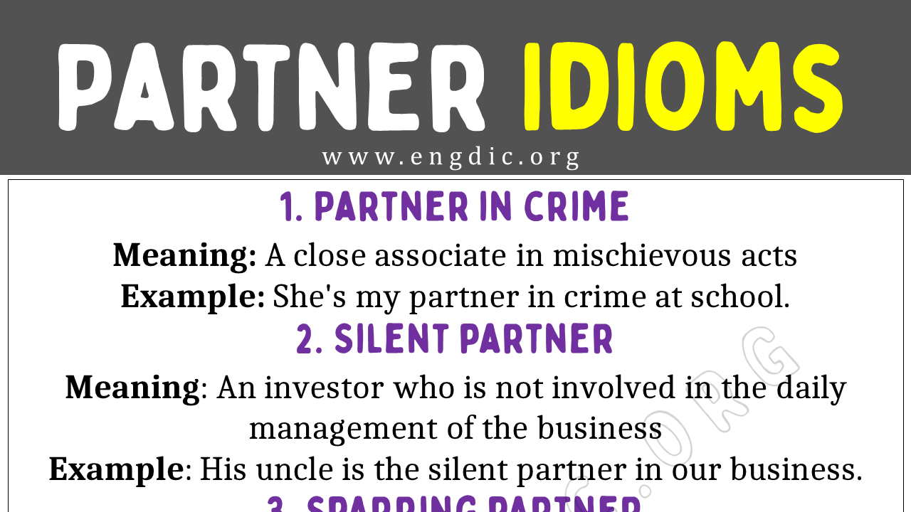 Partner Idioms (With Meaning and Examples) EngDic