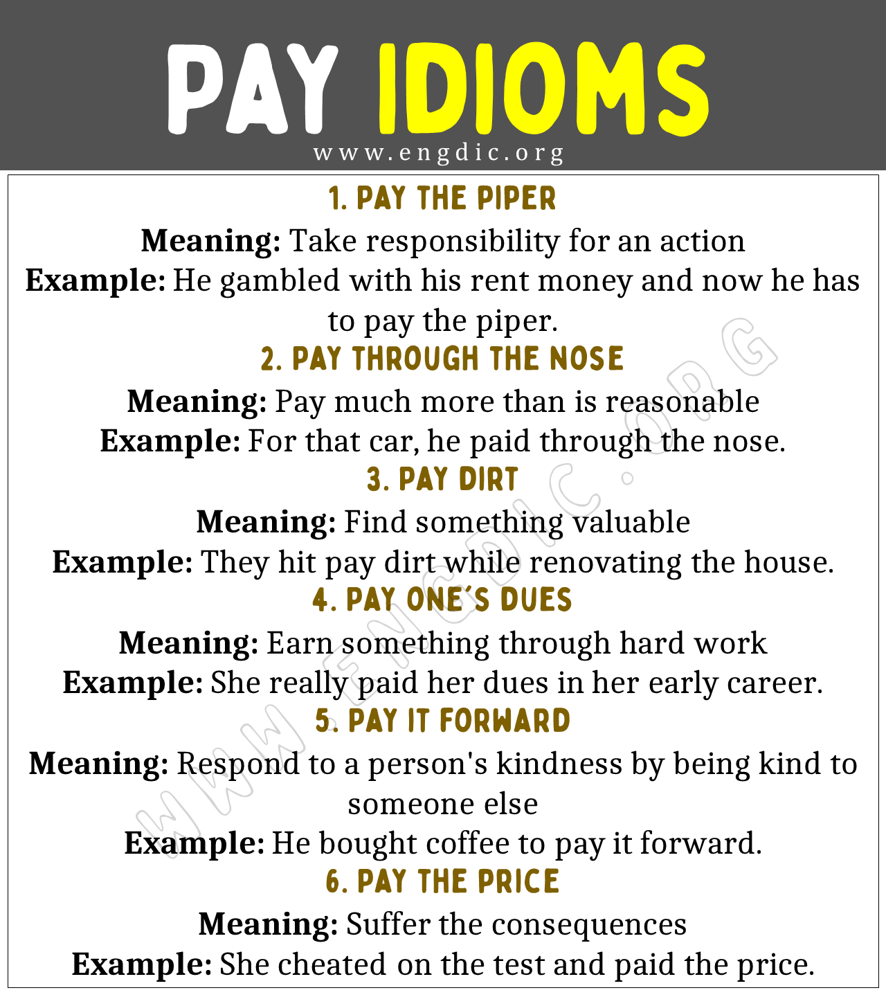 Pay Idioms