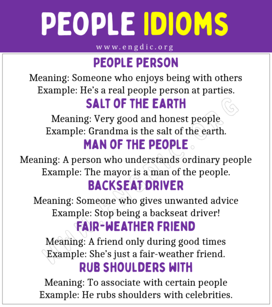 People Idioms With Meaning And Examples Engdic People Idioms With Meaning And Examples Engdic