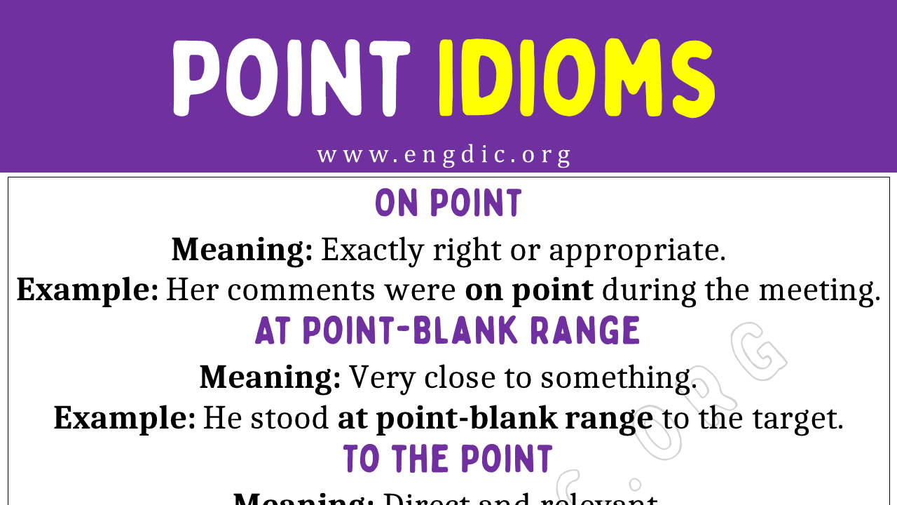 Point Idioms (With Meaning and Examples) - EngDic