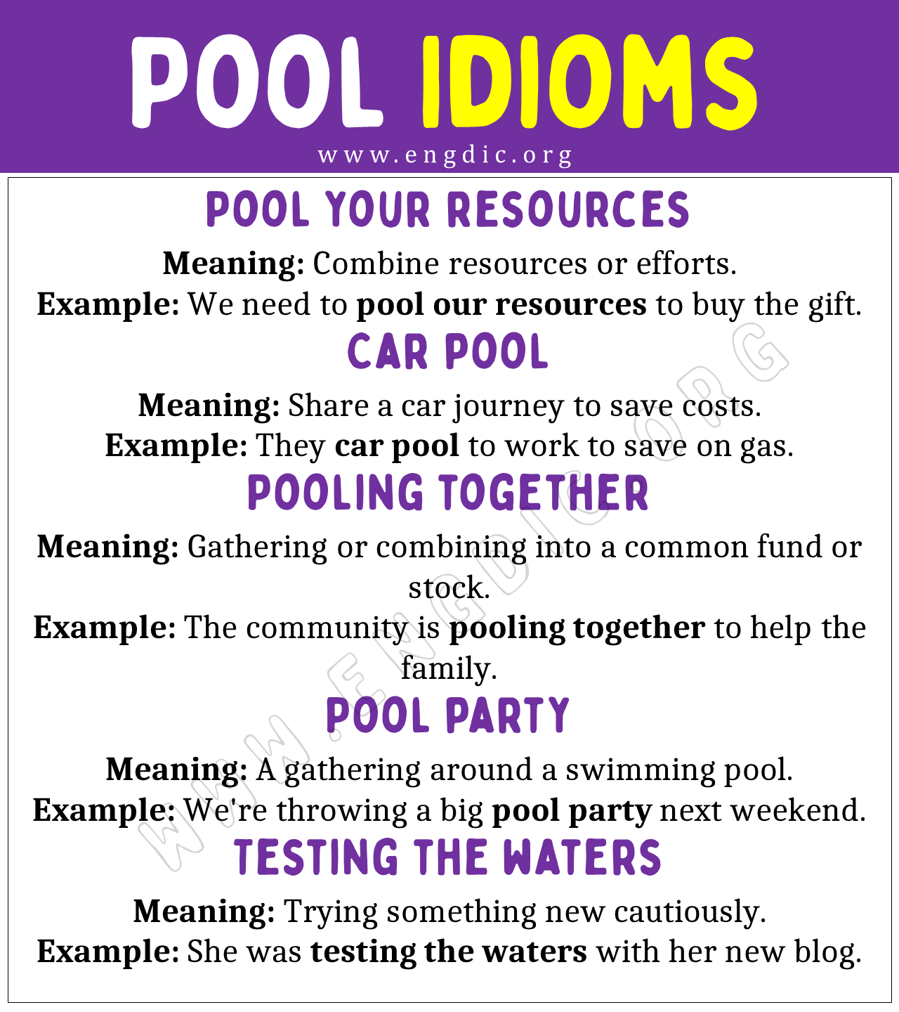 Pool Idioms