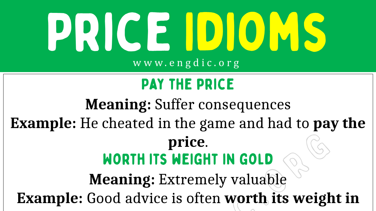 Price Idioms (With Meaning and Examples) - EngDic