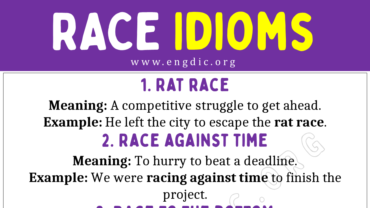 Race Idioms (With Meaning and Examples) - EngDic