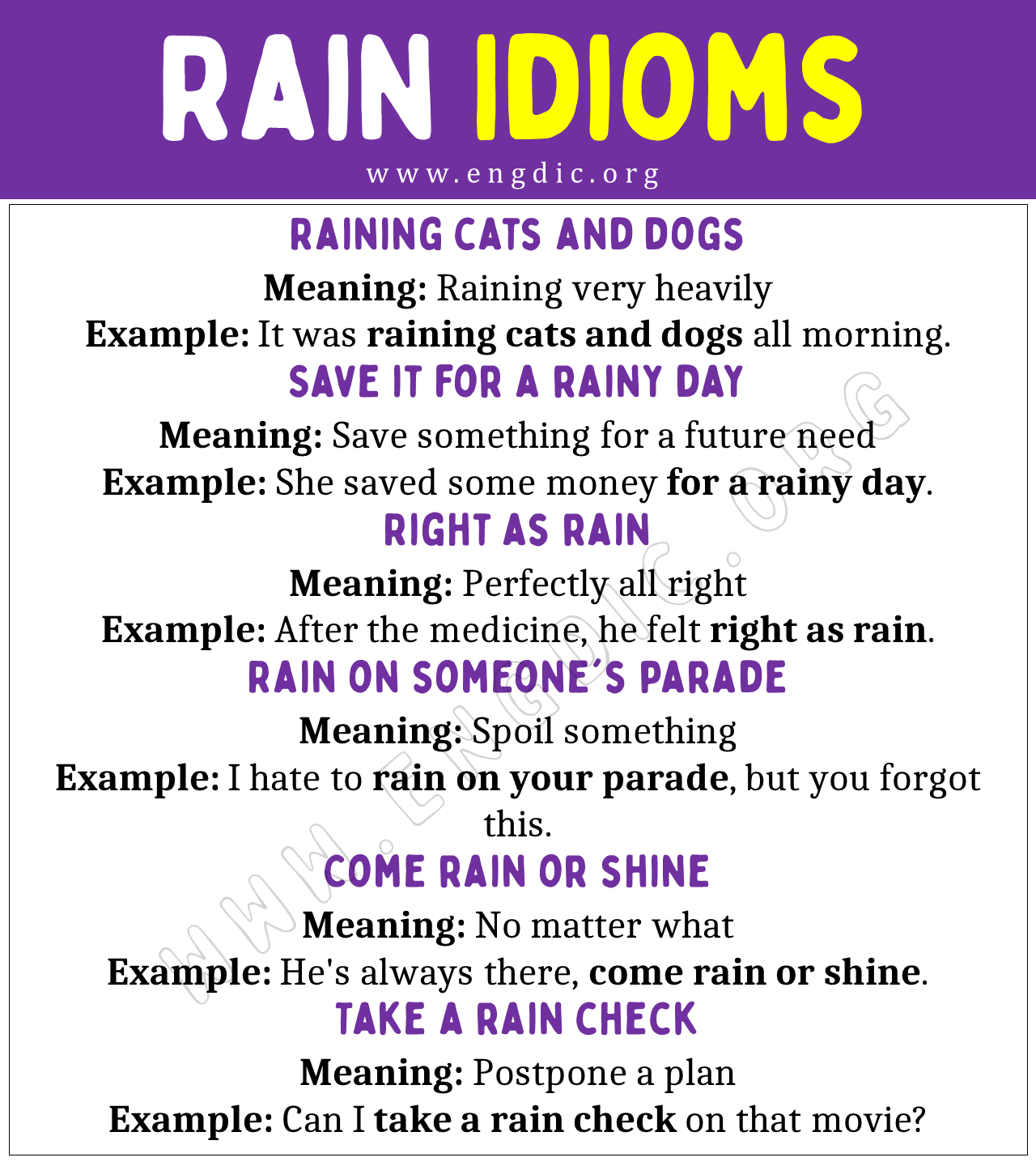 Rain Idioms