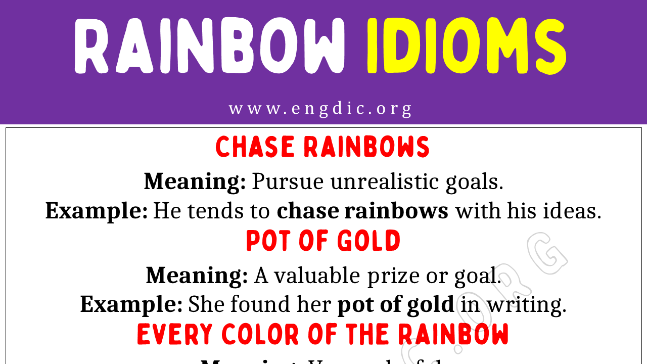 Rainbow Idioms (With Meaning and Examples) EngDic
