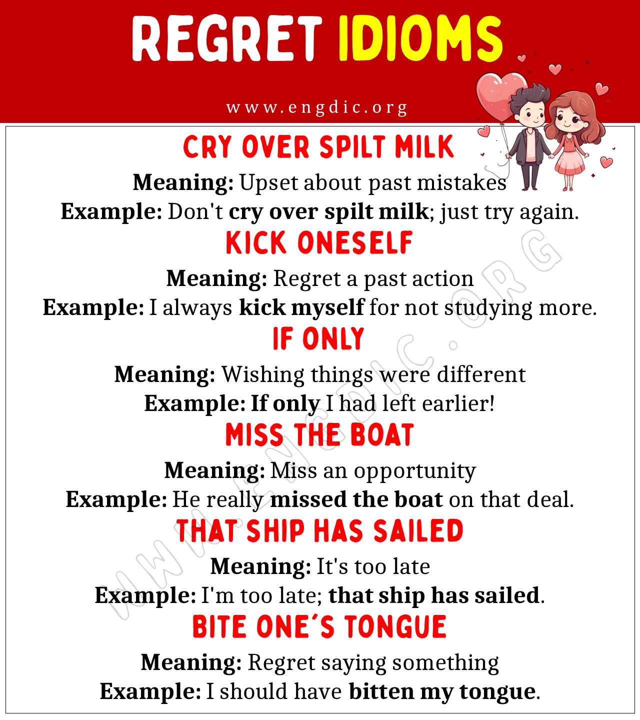 Regret Idioms (With Meaning and Examples) - EngDic