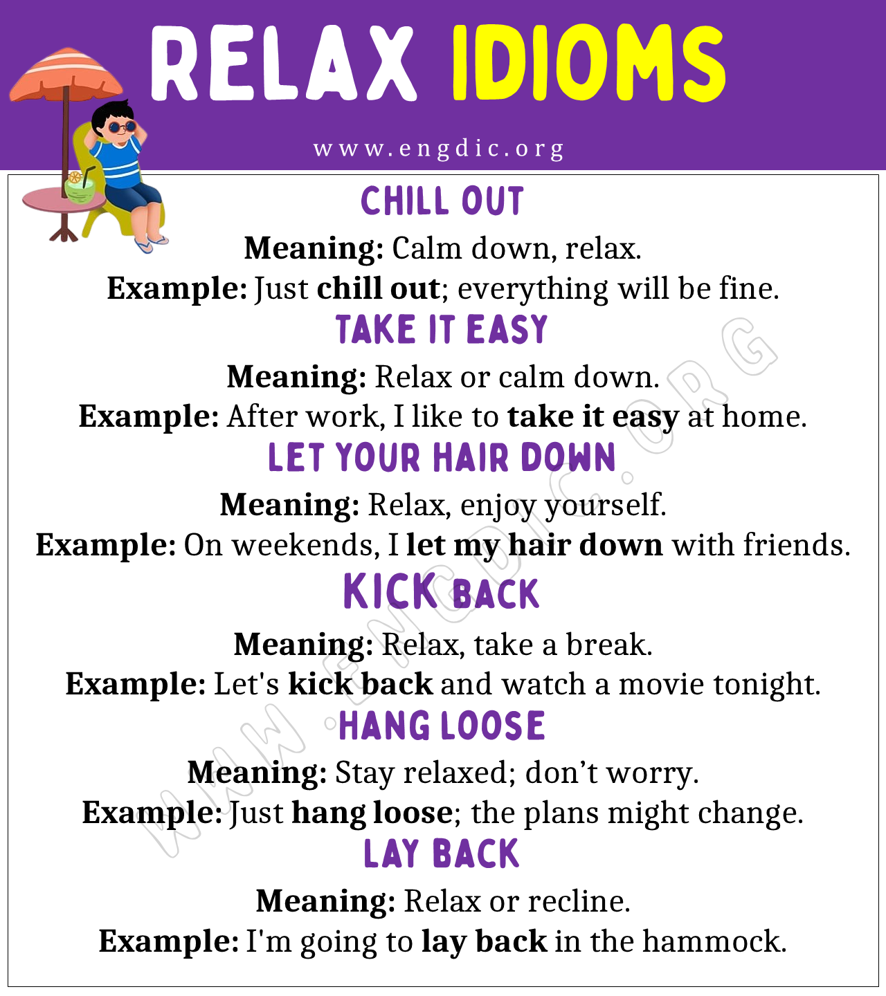 Relax Idioms
