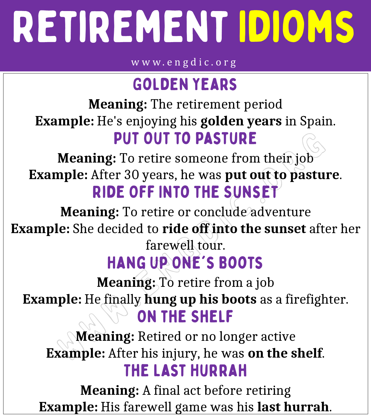 Retirement Idioms