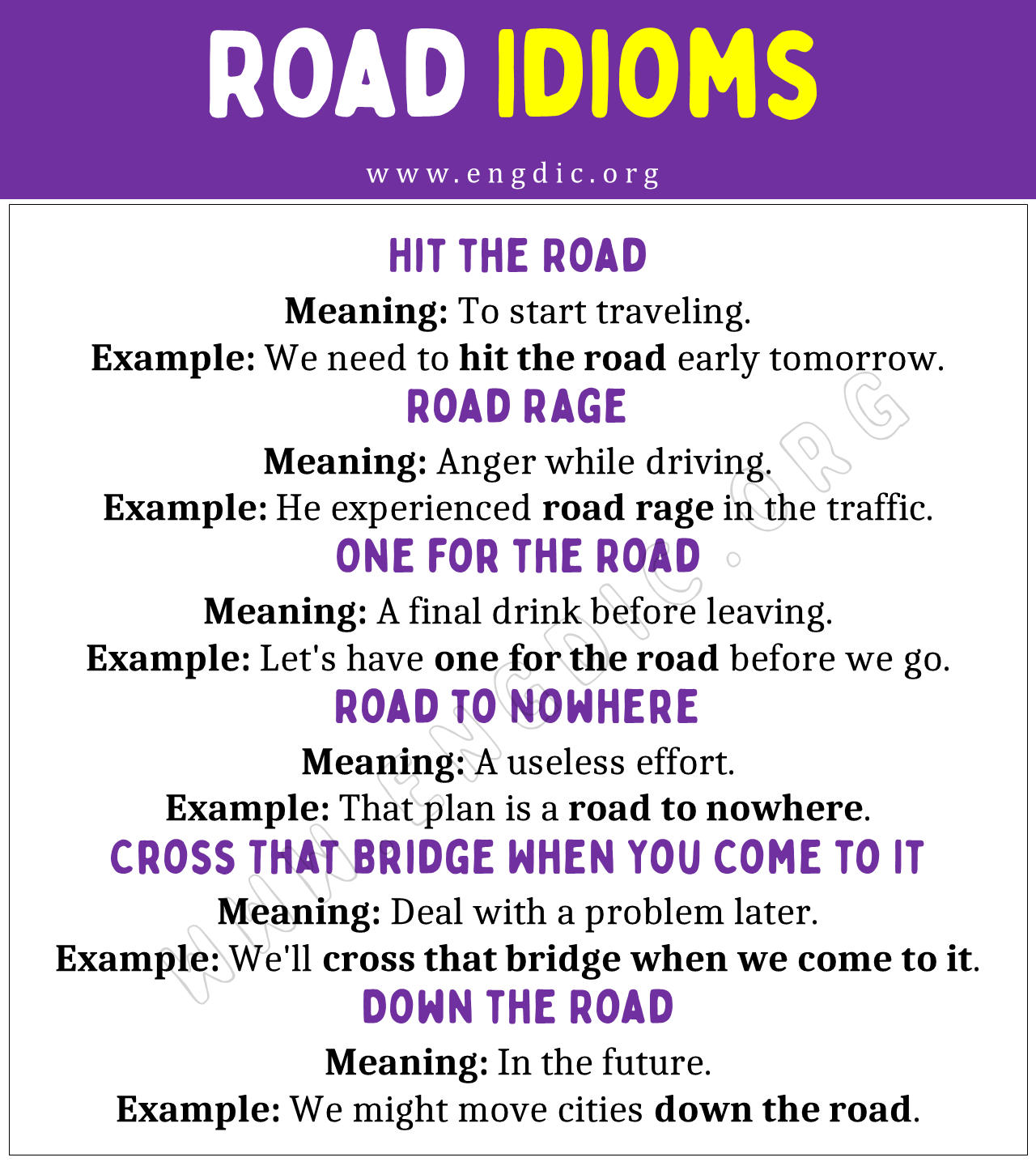 Road Idioms