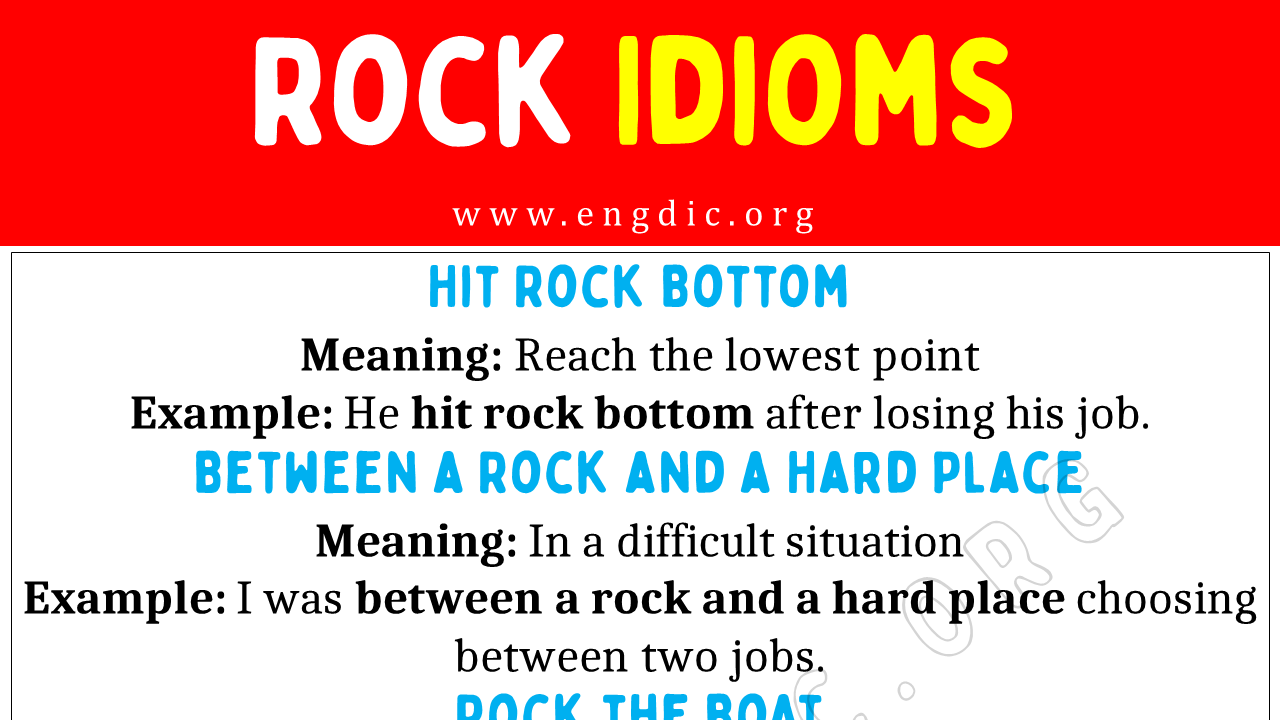 Rock Idioms (With Meaning and Examples) EngDic