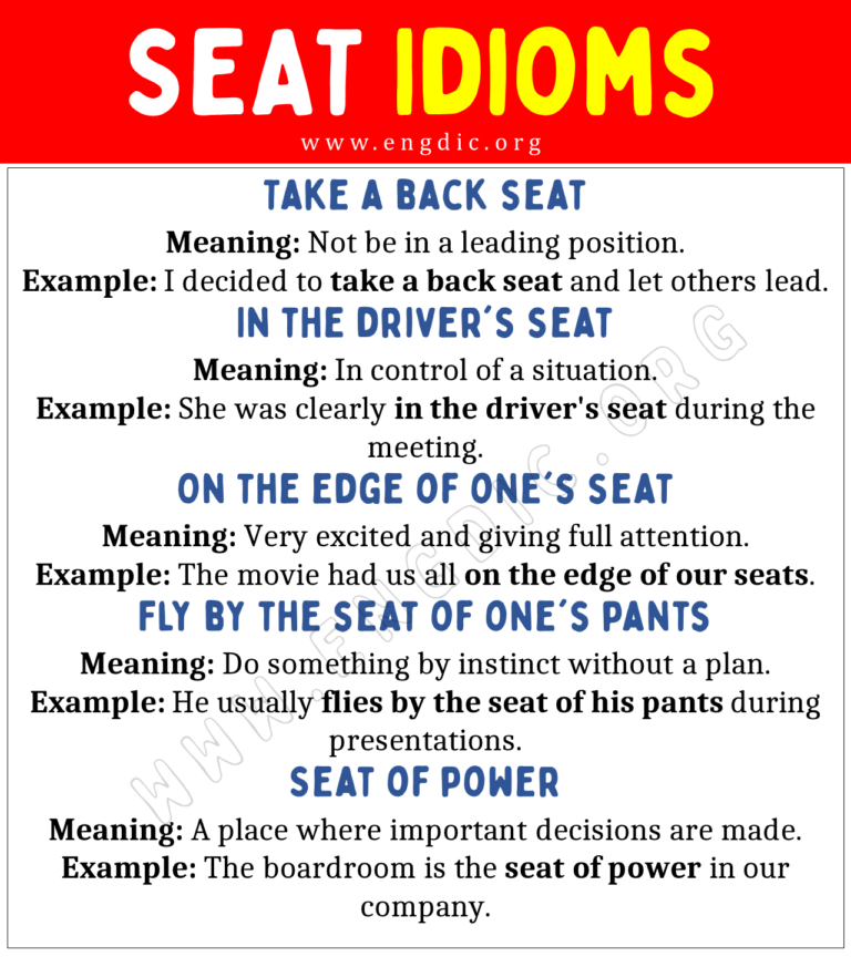 Seat Idioms (With Meaning and Examples) EngDic