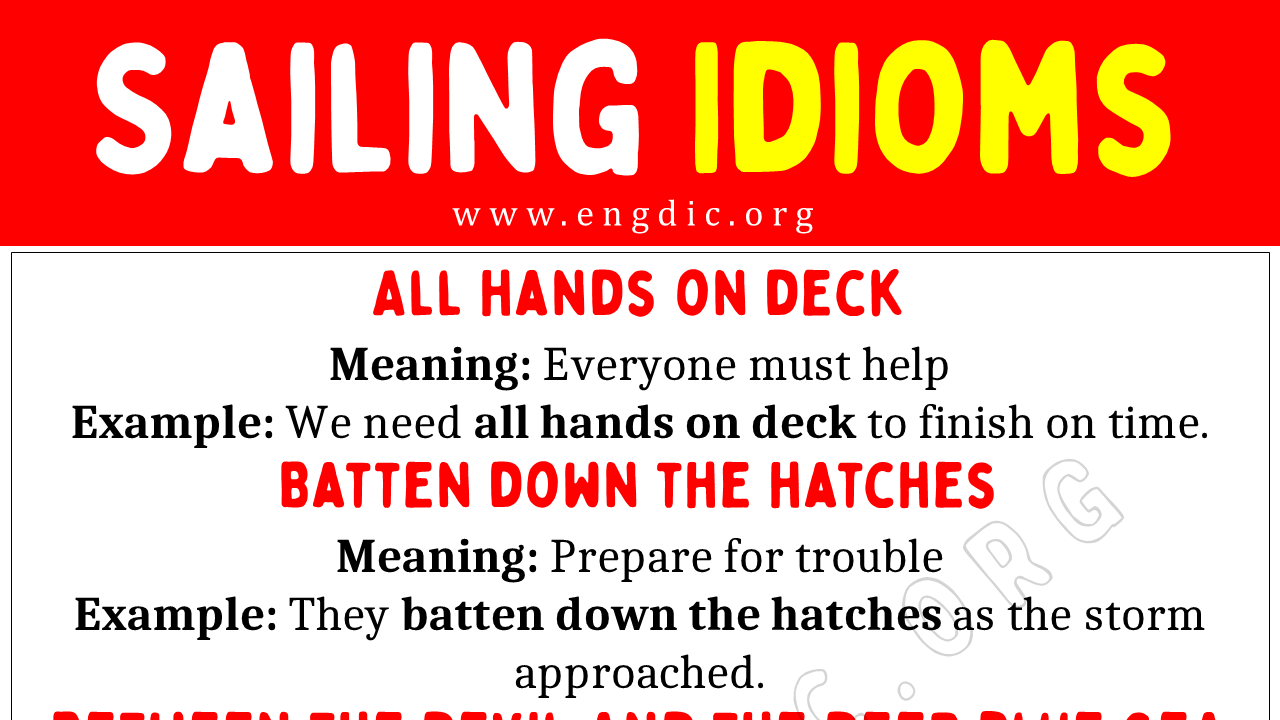 Sailing Idioms (With Meaning and Examples) - EngDic