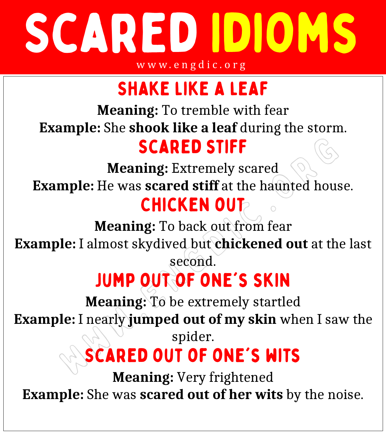 Scared Idioms