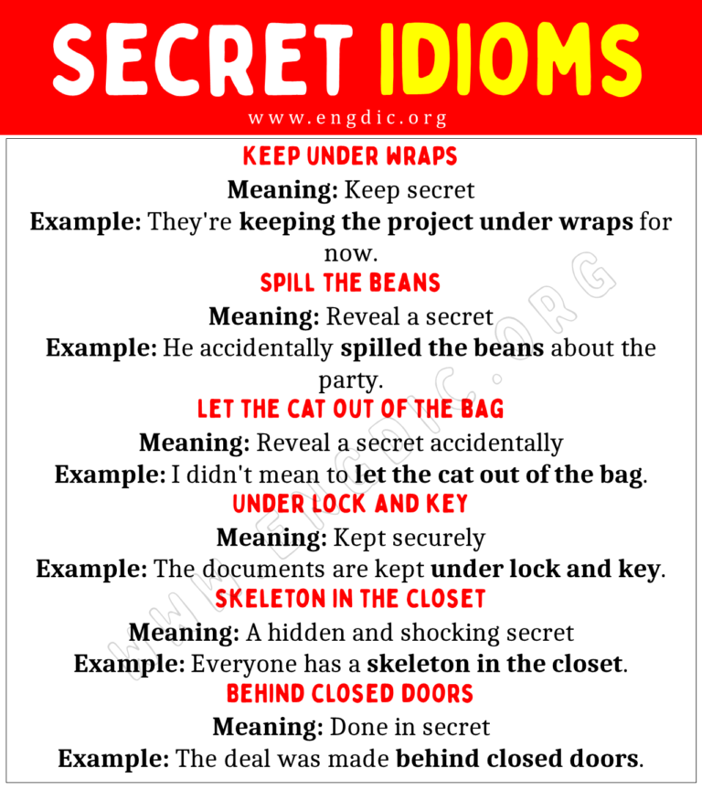 Secret Idioms (With Meaning and Examples) EngDic