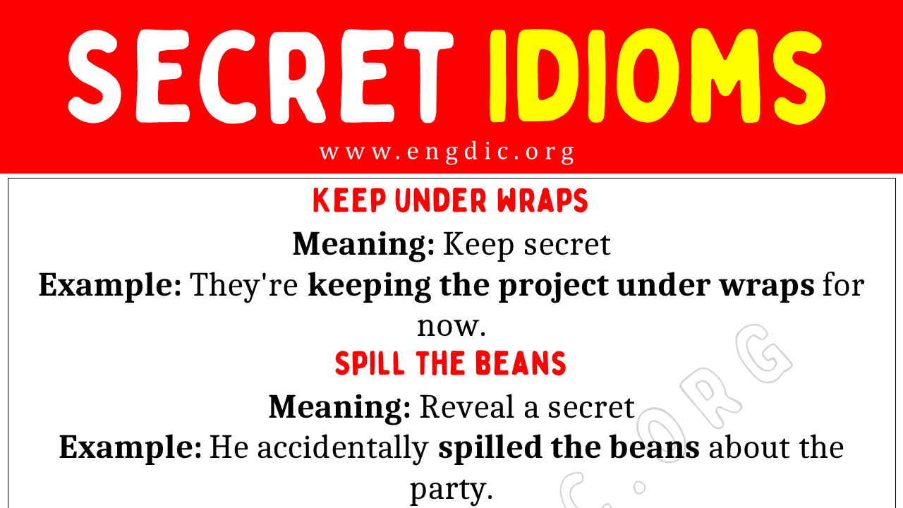 Secret Idioms (With Meaning and Examples) - EngDic