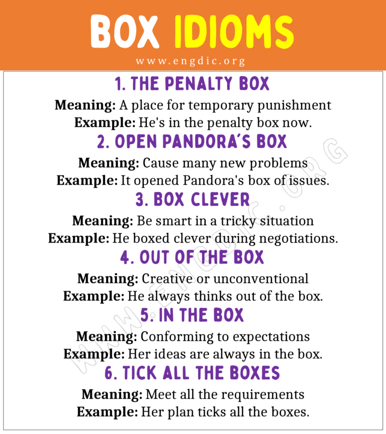 Box Idioms (With Meaning and Examples) - EngDic