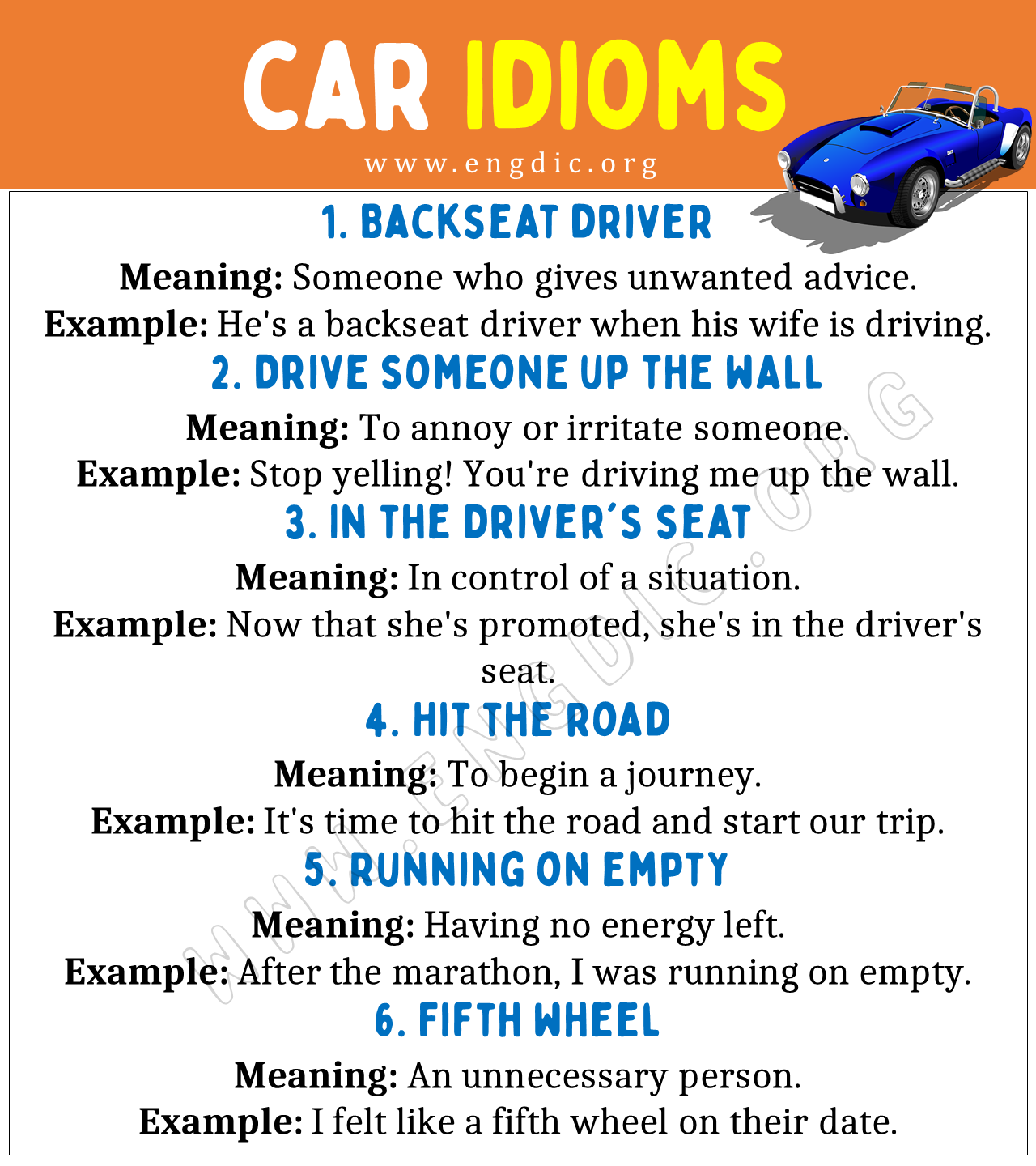 Car Idioms (With Meaning and Examples) - EngDic